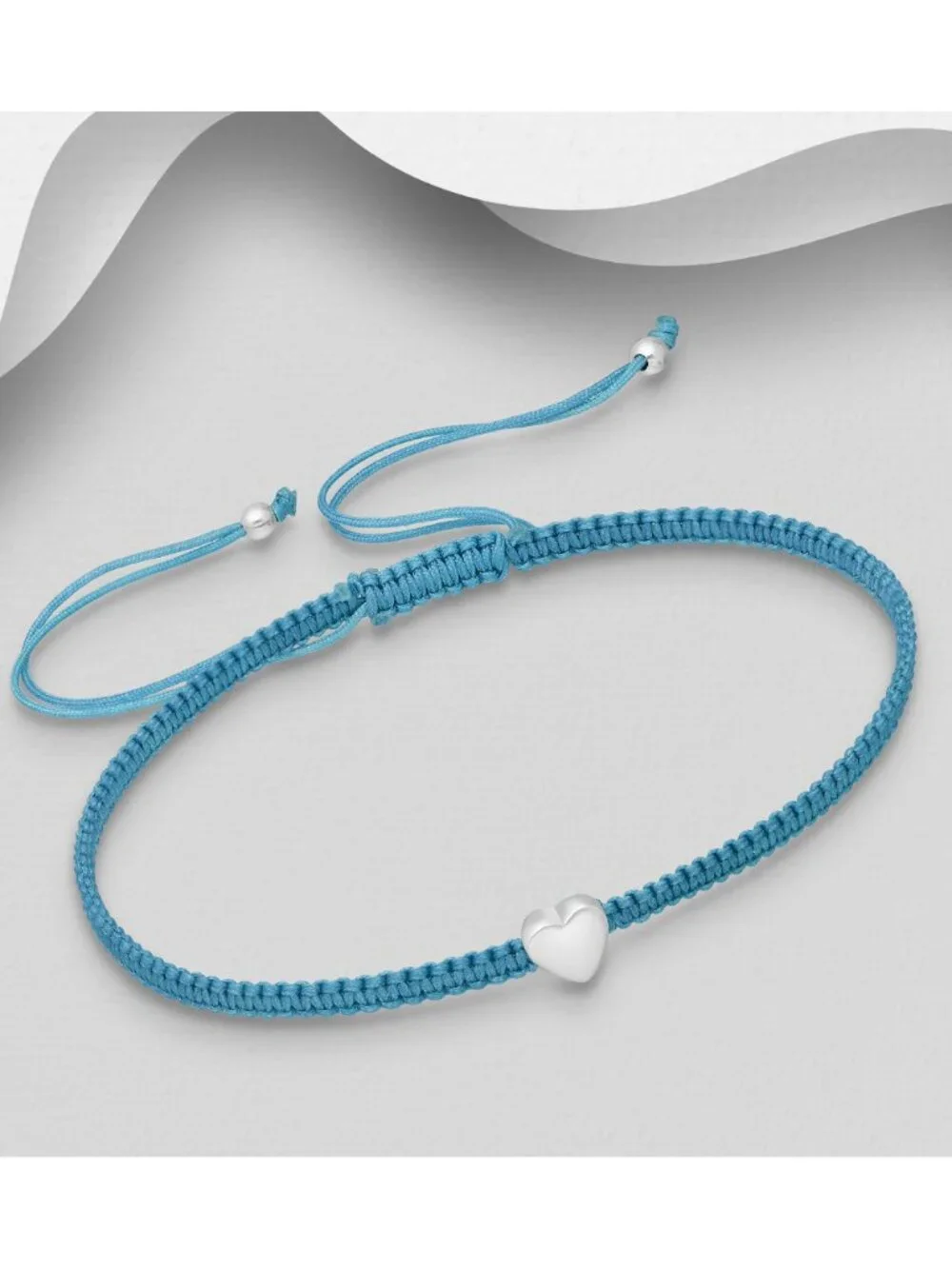925 Sterling Silver Heart Adjustable Thread Bracelet